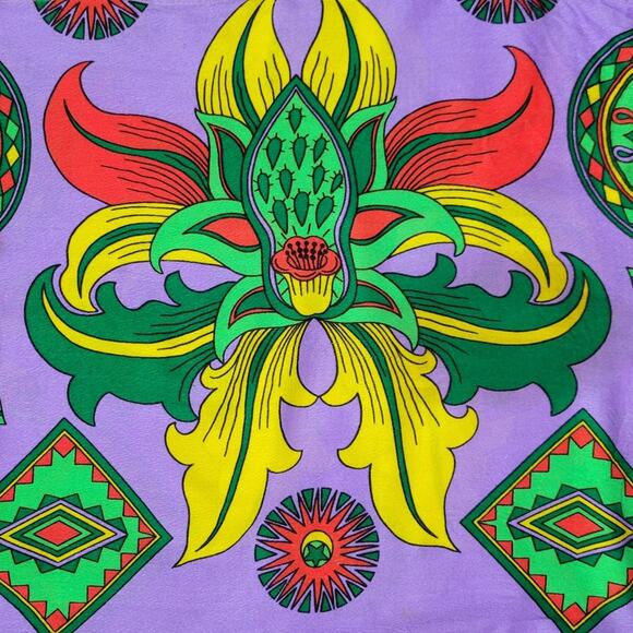 Vintage 70s Bright Floral Psychedelic Groovy Infinity Scarf - Picture 5 of 11